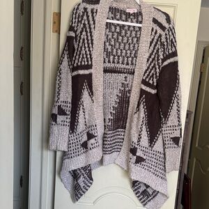 Woven Heart Black and Cream Patterned Cardigan